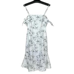 Current Air White Floral Tie Sleeve Midi Dress Medium